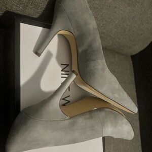 Gray Stiletto Heels with Pointed Toe